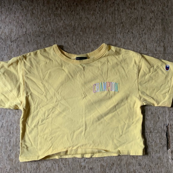 (X-SMALL) Cropped Yellow Champion T-Shirt - Picture 2 of 5